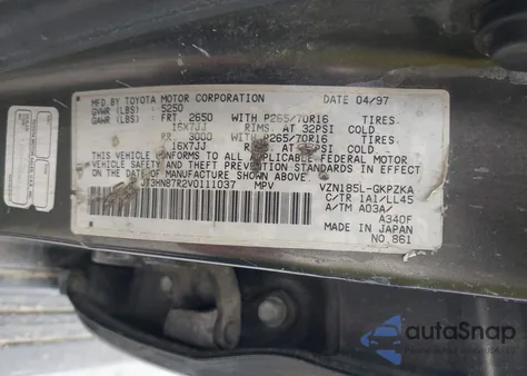 1997 Toyota 4Runner Sr5 V6 Limited из США, поврежденный, VIN JT3HN87R2V0111037